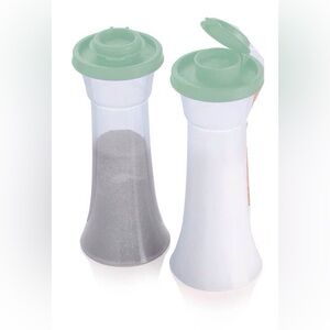 Tupperware Hourglass Salt and Pepper Shakers Set-Soft Green